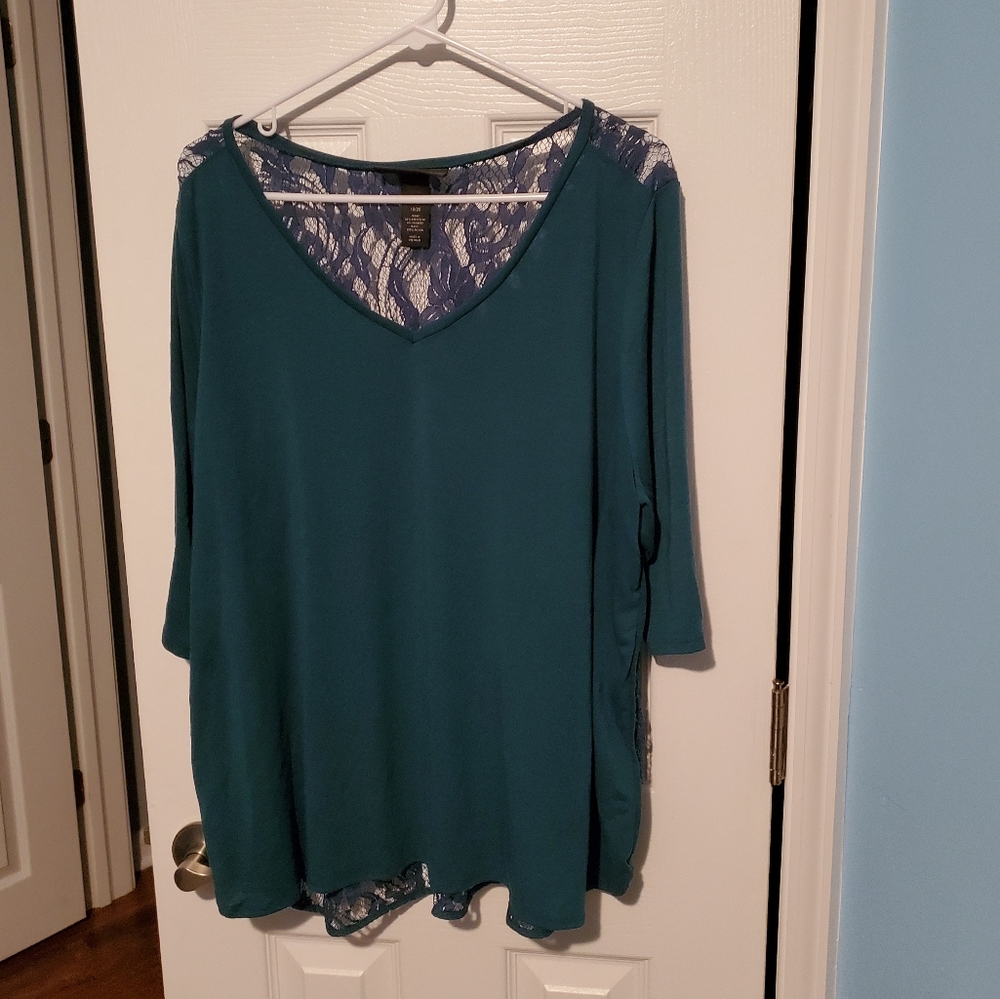 Lane Bryant green lace back top